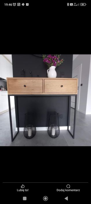 Konsolka drewniana toaletka debowa loft dab
