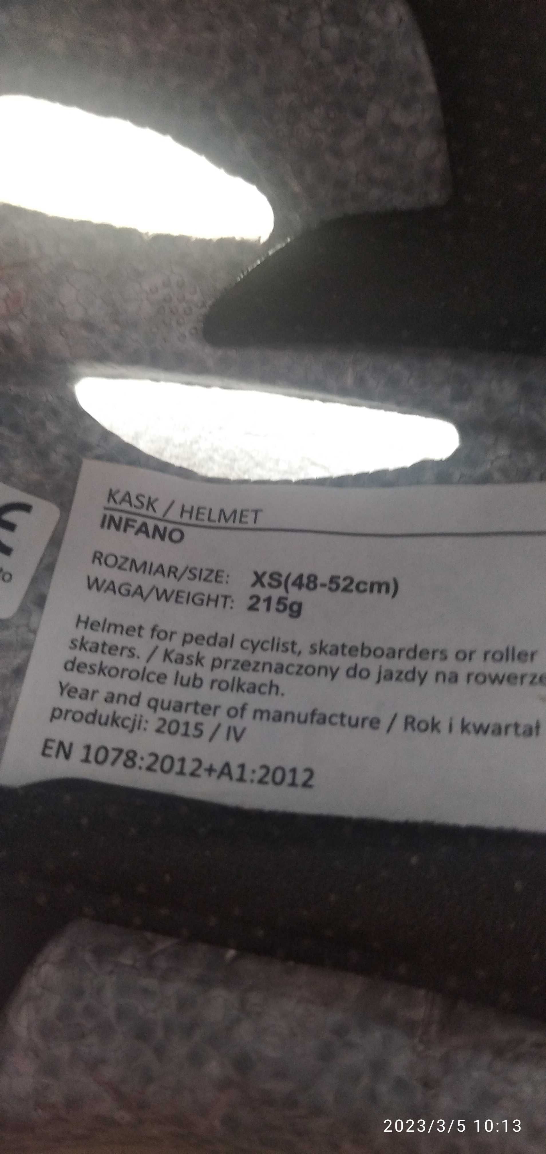 kask markowy dla dziecka na rower rolki itp. KROSS INFANO r.XS 48-52cm
