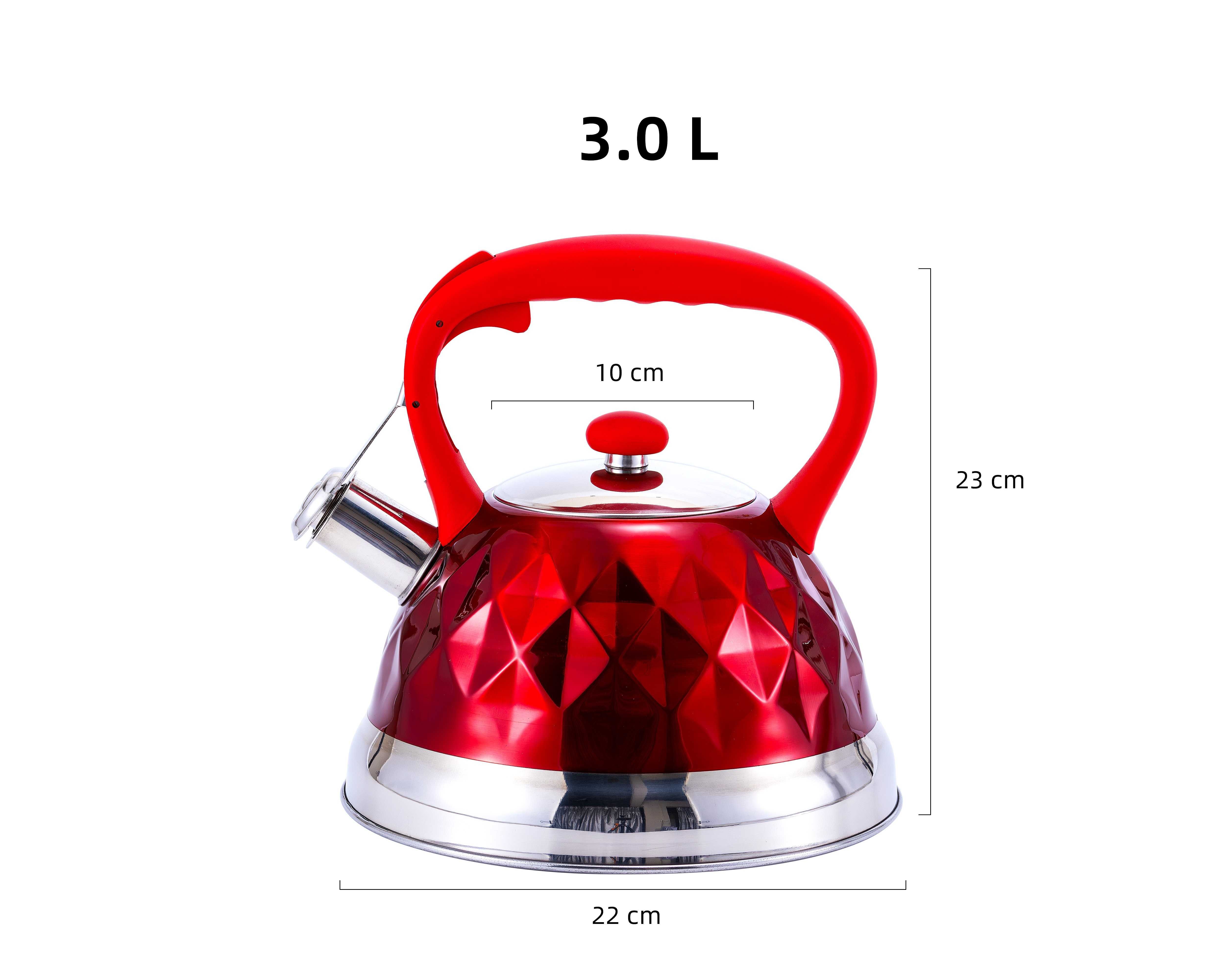 Czajnik na gaz z gwizdkiem 3L Czerwony Elitehoff E5035