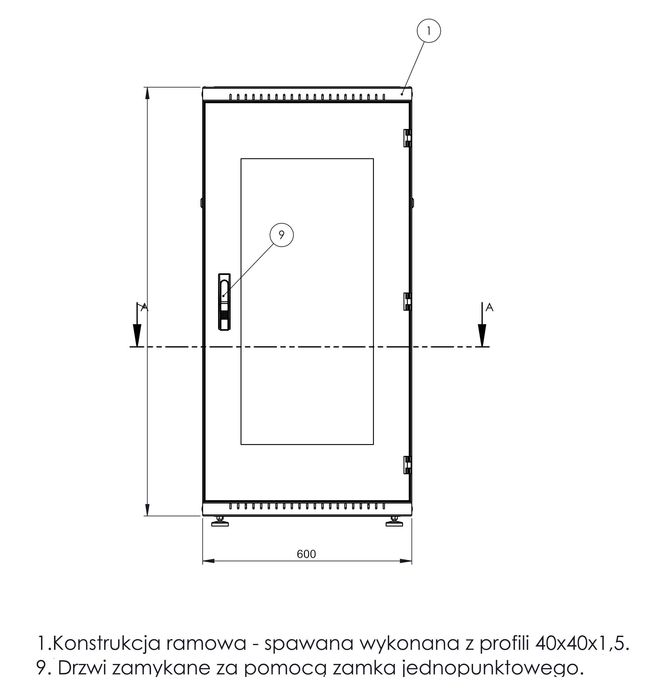 Szafa stojąca 24U 600x600 Wewnętrzna Beta Light BETAL-24U-66-B-DS