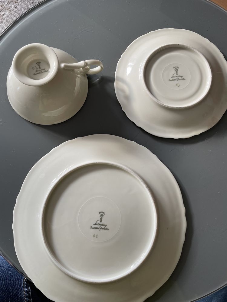 Komplet porcelany, filizanka i telarzyk