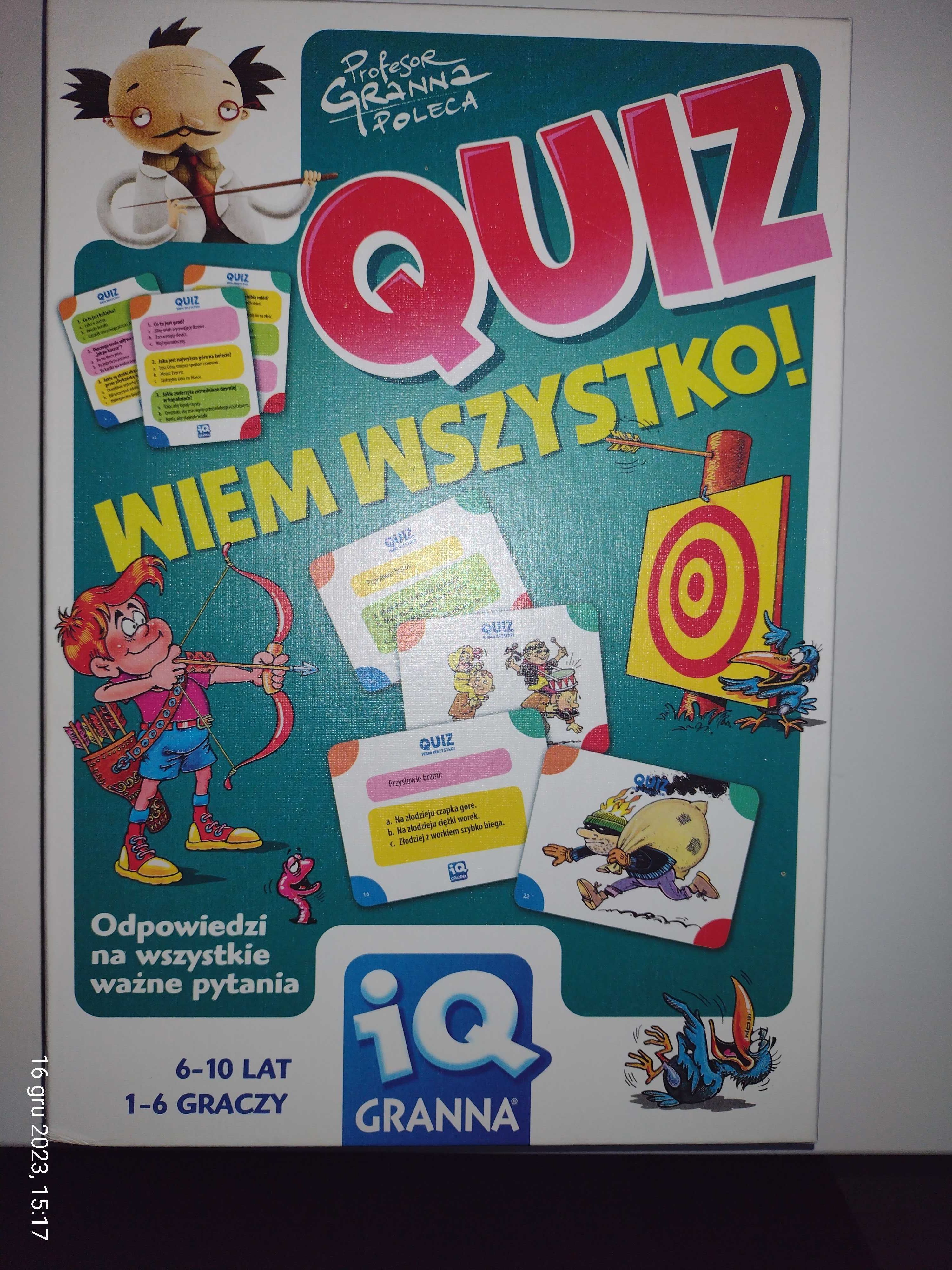 Gra edukacyjna. Quiz.  Wiem wszystko. Granna jak nowa