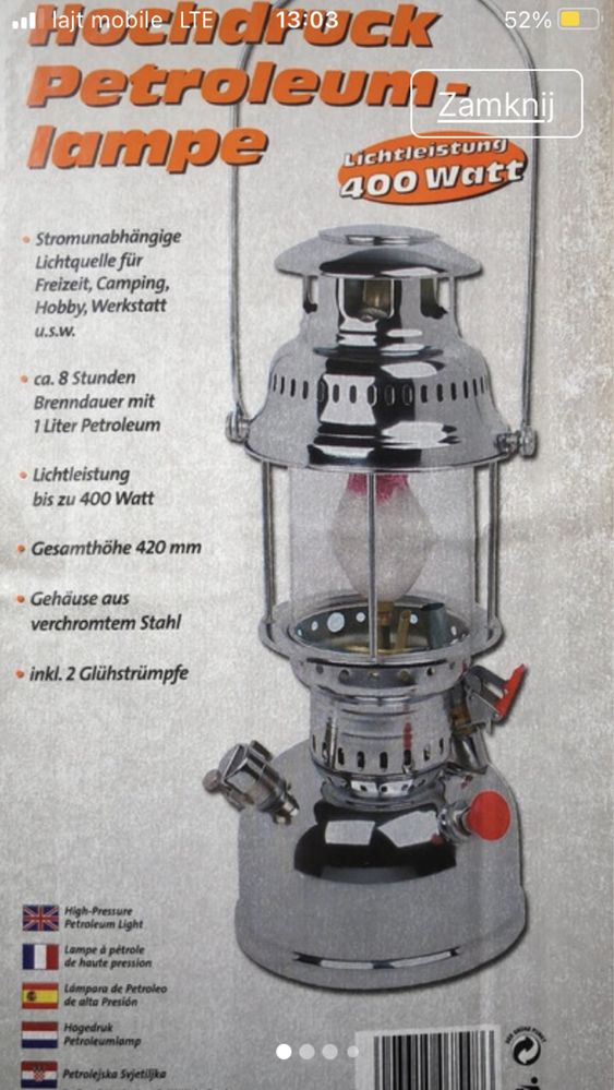 Lampa nagtowa a’la Pettomax NOWA