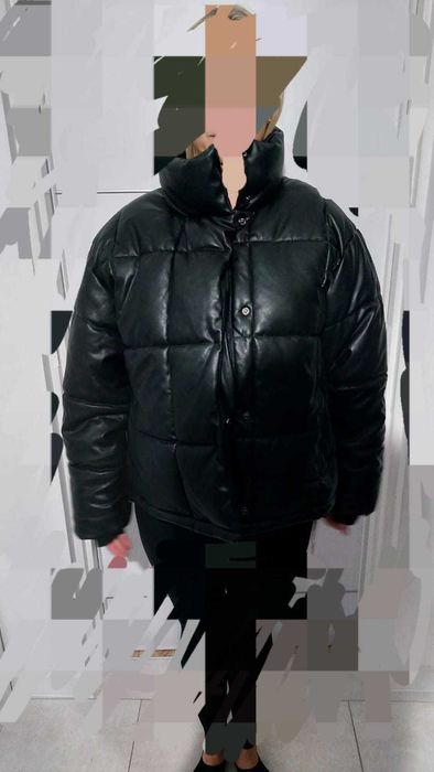 Missguided Puffer kurtka bomberka czarna damska latexowa roz 12 krótka