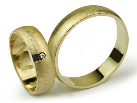 Obrączki ślubne matowe z cyrkonią 5mm złoto żółte lub białe 585 OKAZJA