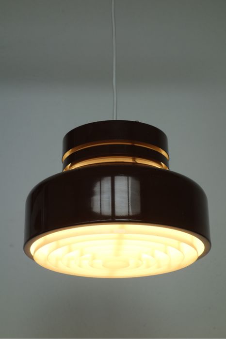 Lampa wisząca vintage brązowa retro prl Dania