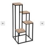 SUPORTE PARA 4 PLANTAS PRETO E BEGE EM METAL E MADEIRA
