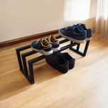 Stojak na buty obuwie metalowy loft design solidny 63x20 Czarny