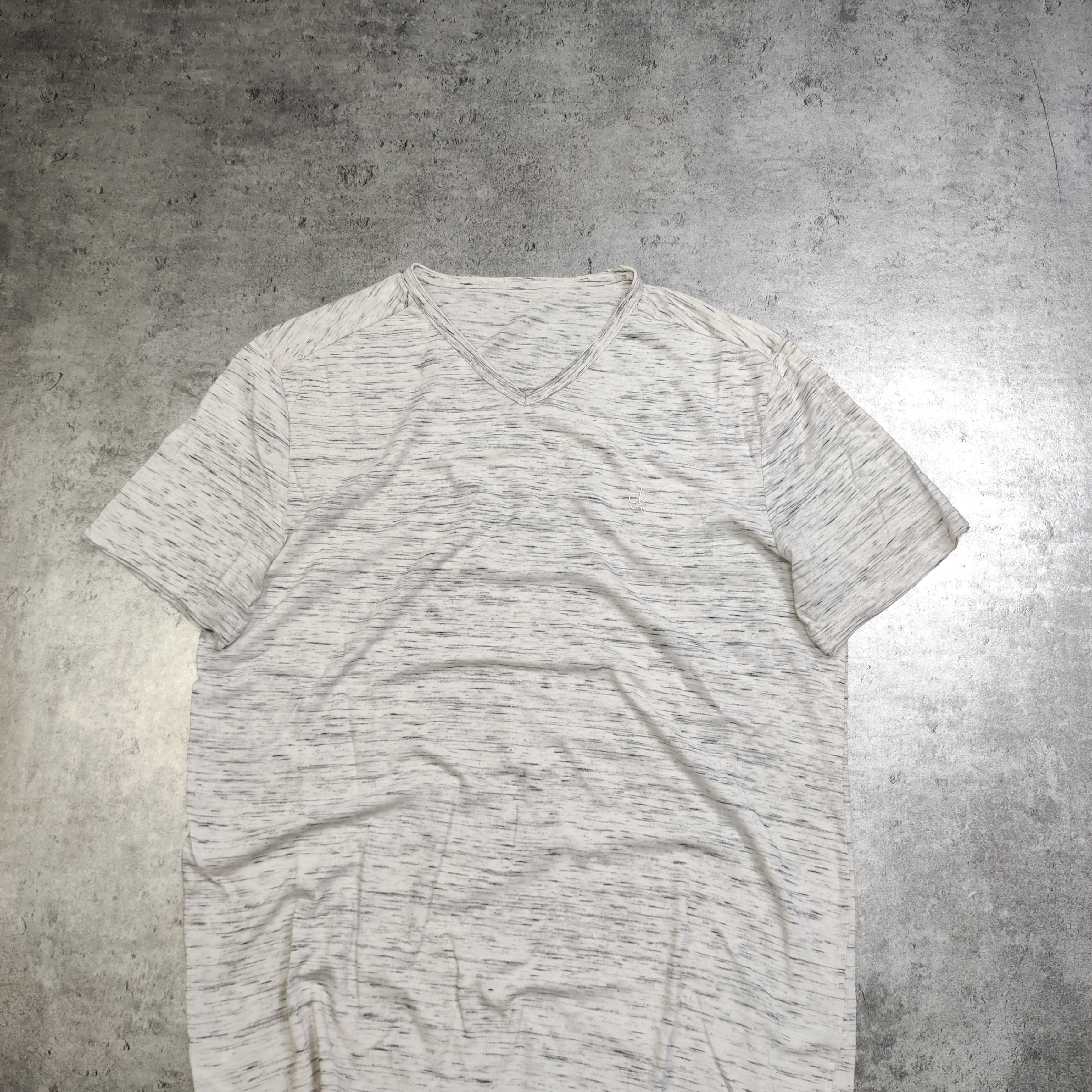 MĘSKA Koszulka Elegancka PREMIUM Szara Małe Logo CK Calvin Klein Jeans