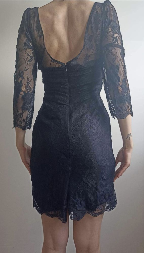 Sukienka koronkowa Warehouse goth trad goth koktajlowa na pogrzeb