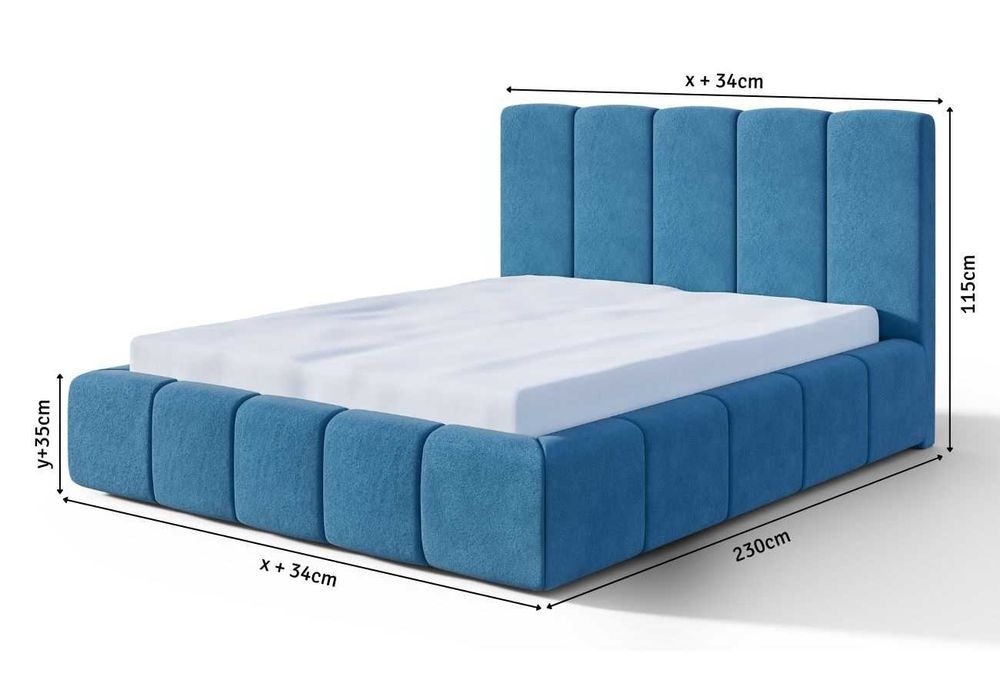 Łóżko tapicerowane 160x200 dużym z pojemnikiem i materacem