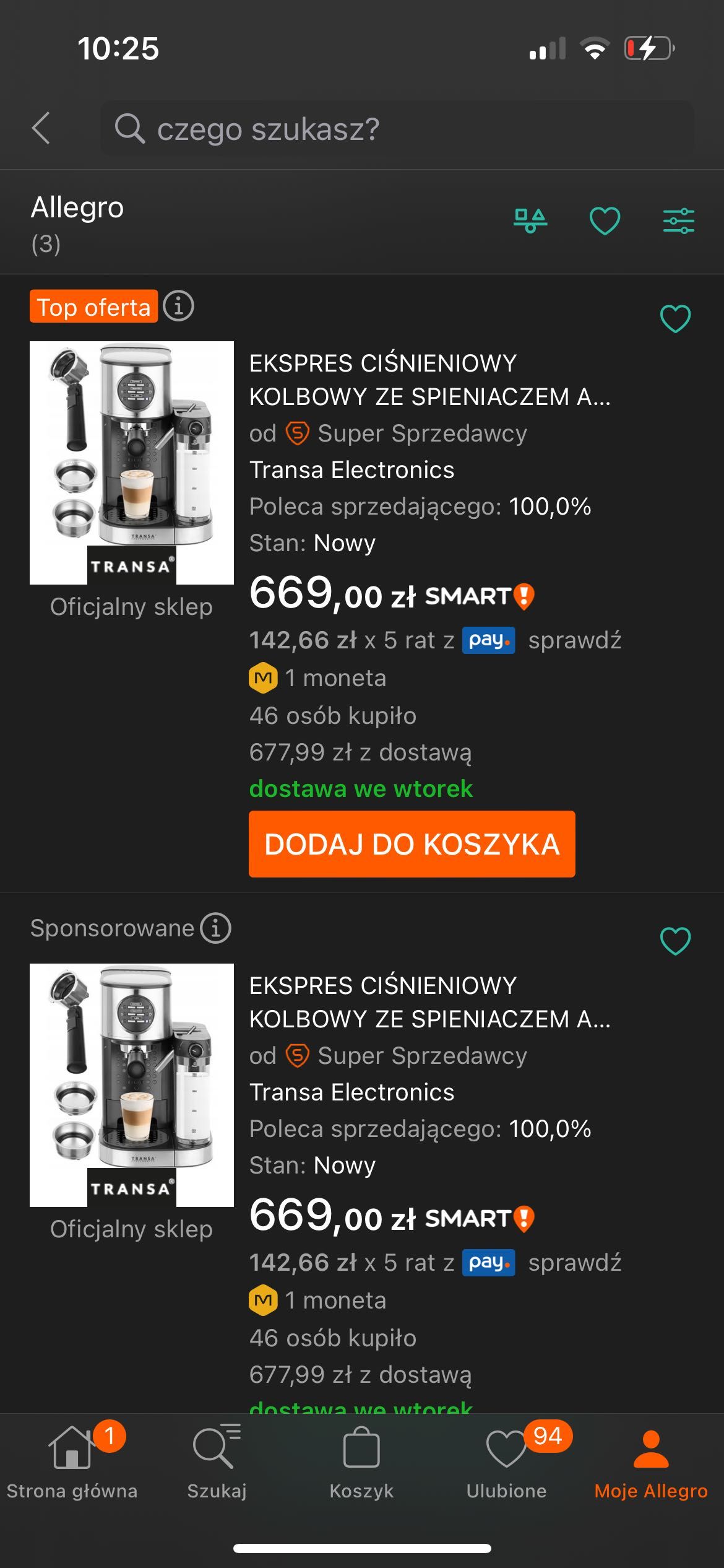 Kolbowy ekspres ciśnieniowy TRANSA Electronics 1470W MARKI - WARSZAWA