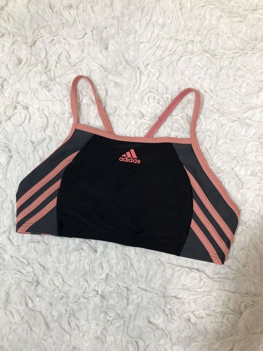 Biustonosz sportowy góra od stroju kąpielowego Adidas 3 stripes czarny