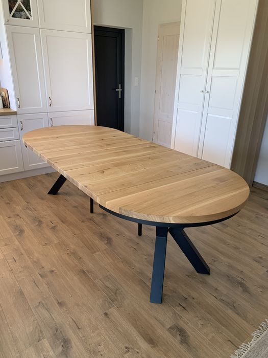 Stół okrągły 110 + 2 wkładki po 50dębowy lity dąb naturalny