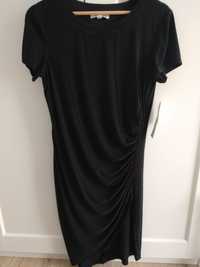 Klasyczna sukienka czarna z marszczeniem święta sylwester