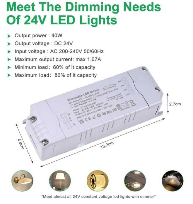 Zasilacz z 230V AC do 24V DC 40W z możliwością ściemniania REYLAX