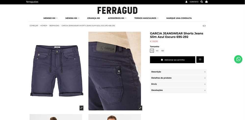 Garcia Bermuda short para homem Tam 38 (218)