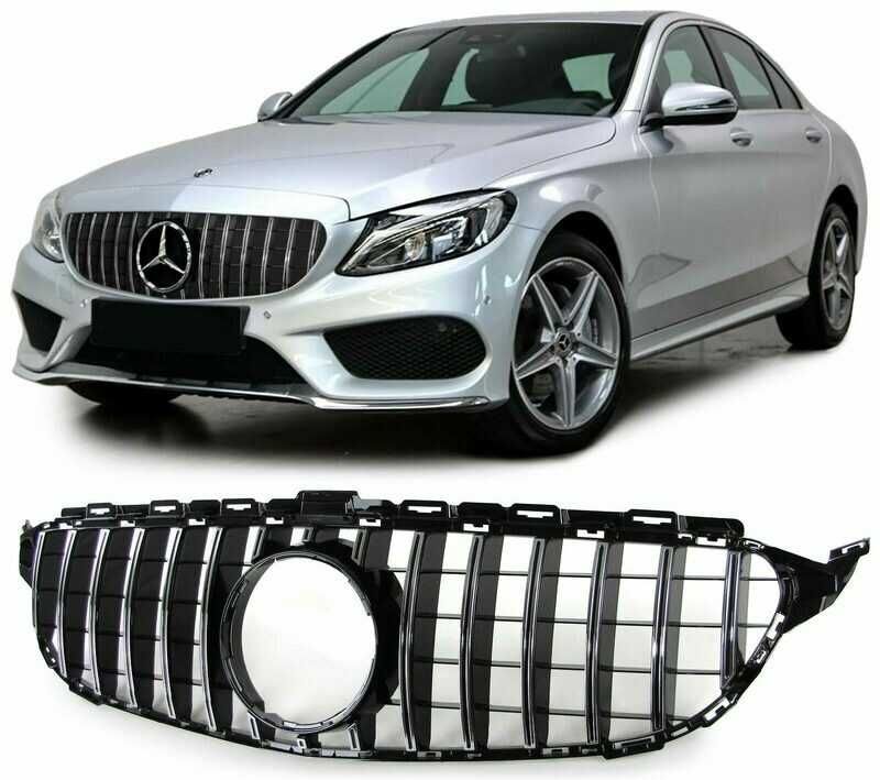 Grelha Panamericana Mercedes ClasseC W205 de 2013 a 2018 Preta/Cromada