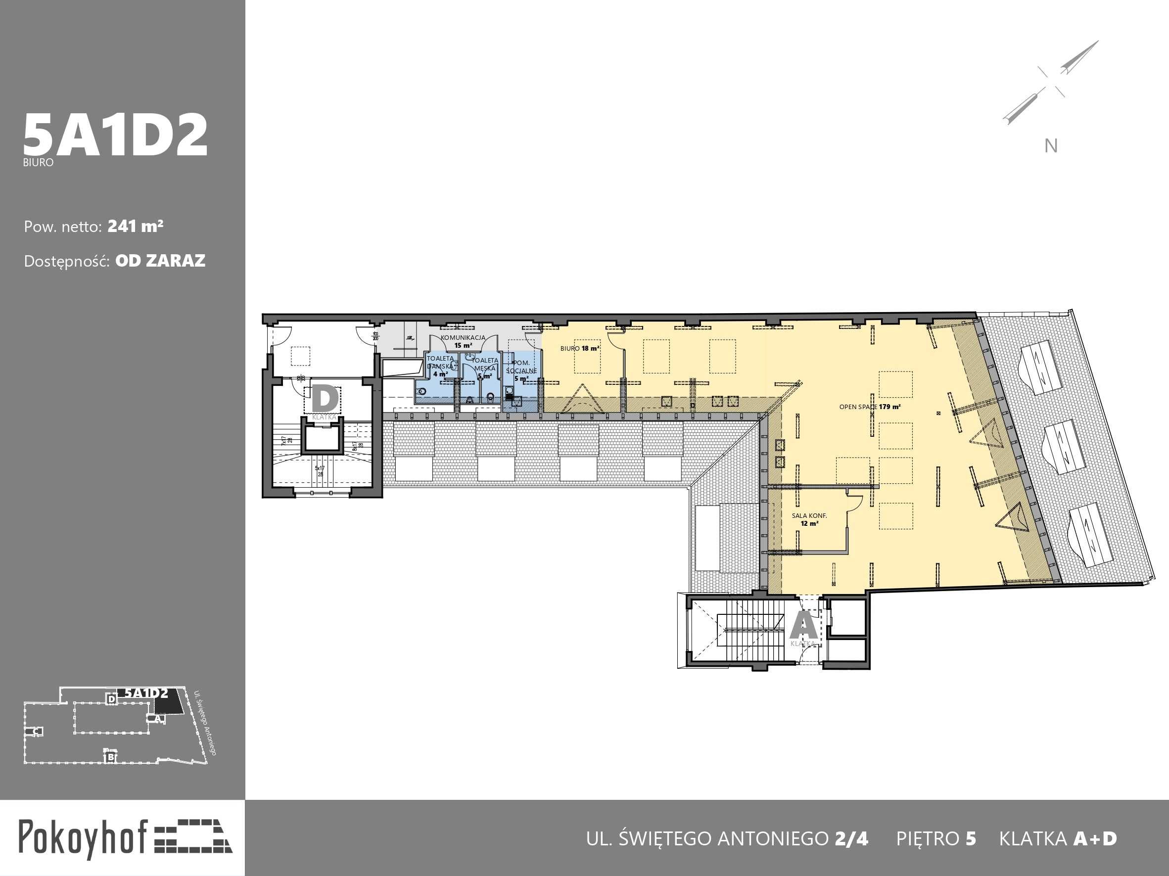 Biuro 240 mkw Loft Wrocław Rynek Indywidualna kuchnia + toalety