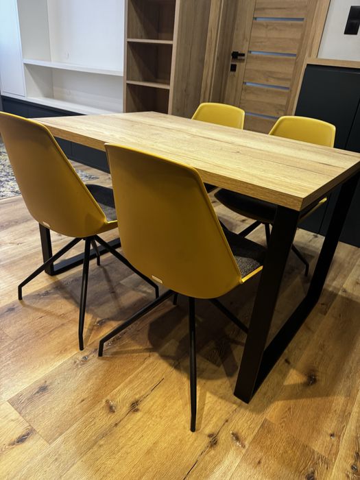 Krzesło żółte musztardowe Nox 4 designerskie krzesła szare siedzisko