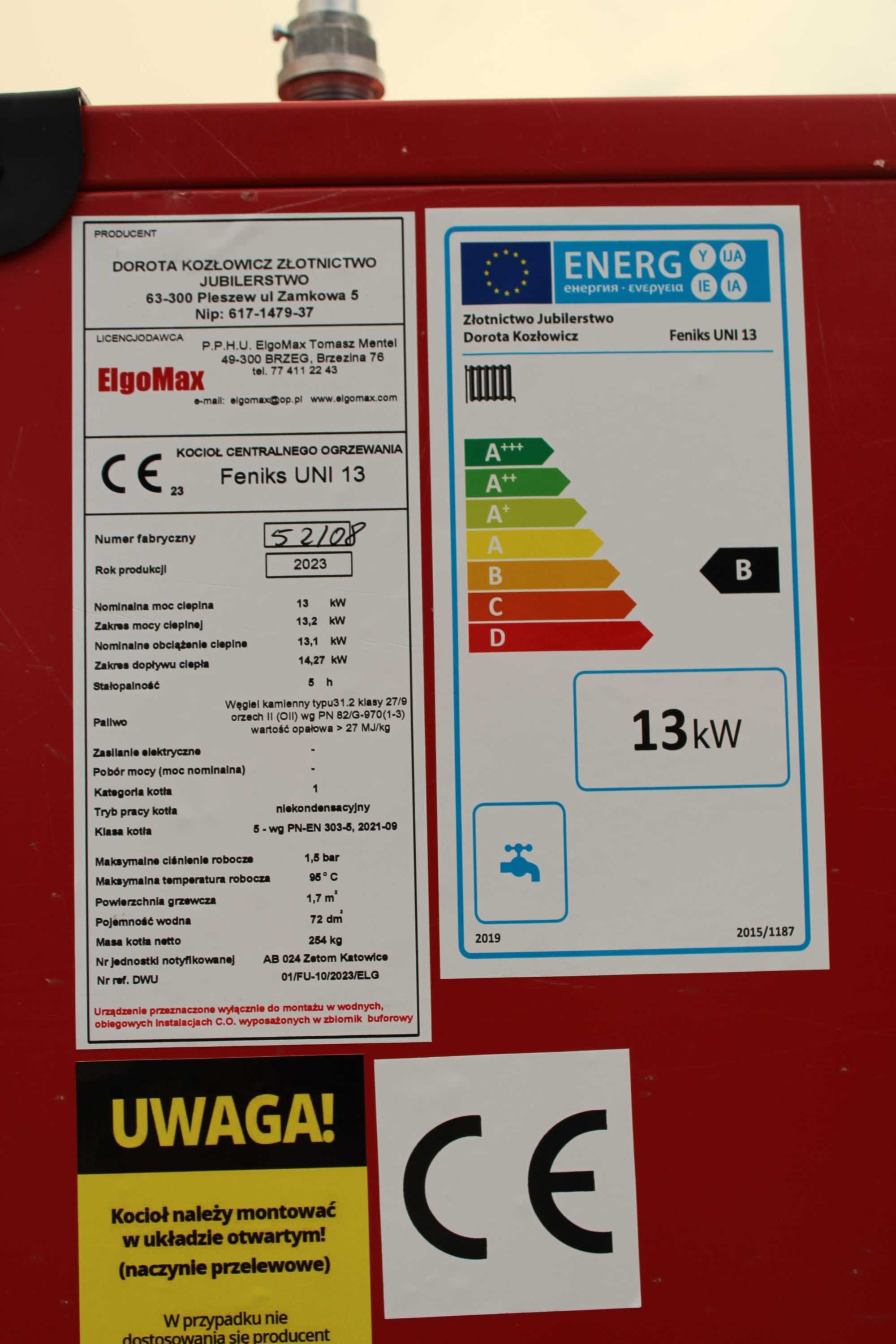 KOCIOŁ Węgiel 13 kW. Klasa 5 Piece KOTŁY Drewno Chrust Zasypowy