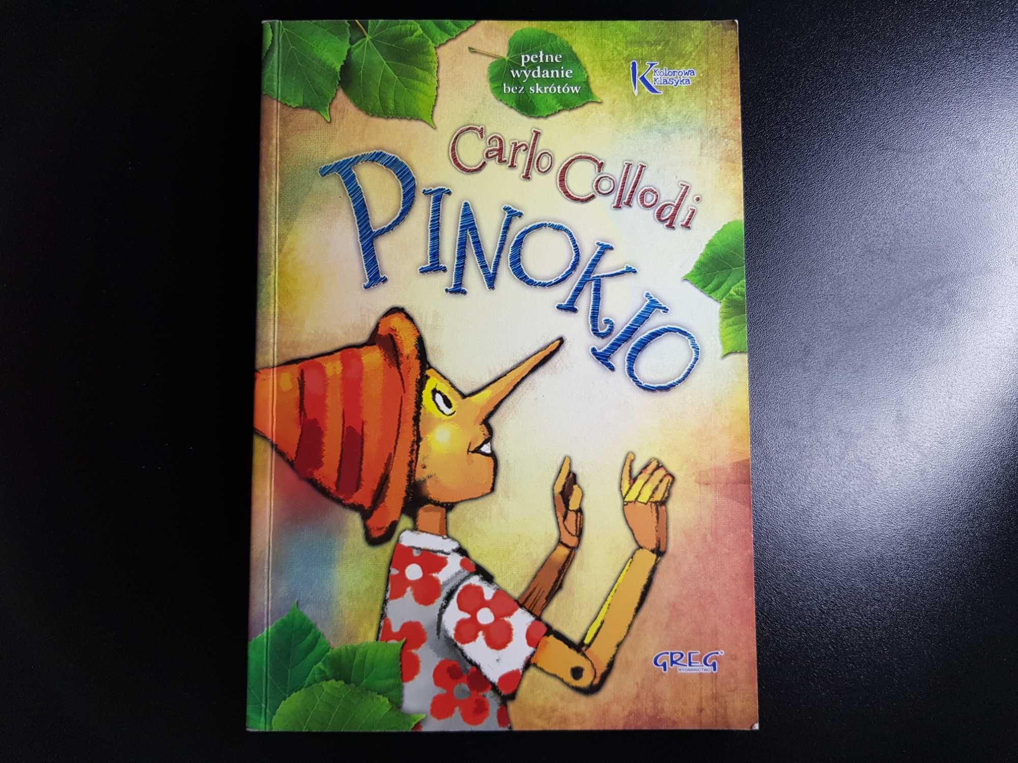 książka pt. "Pinokio" Carlo Collodi wydawnictwo GREG