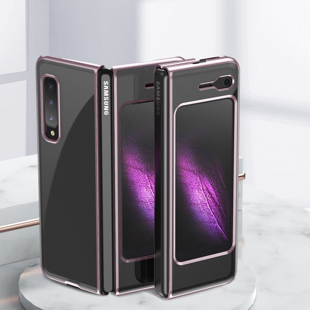 Etui Z Metaliczną Ramką Plating Case Do Samsung Galaxy Fold Różowy