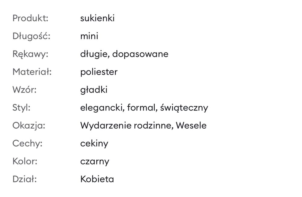 Sukienka z cekinami mini czarna M