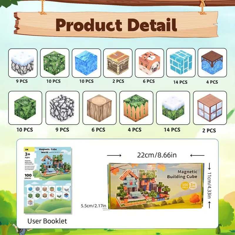 Магнітний конструктор Майнкрафт 100 блоків Minecraft  Будинок з водосп
