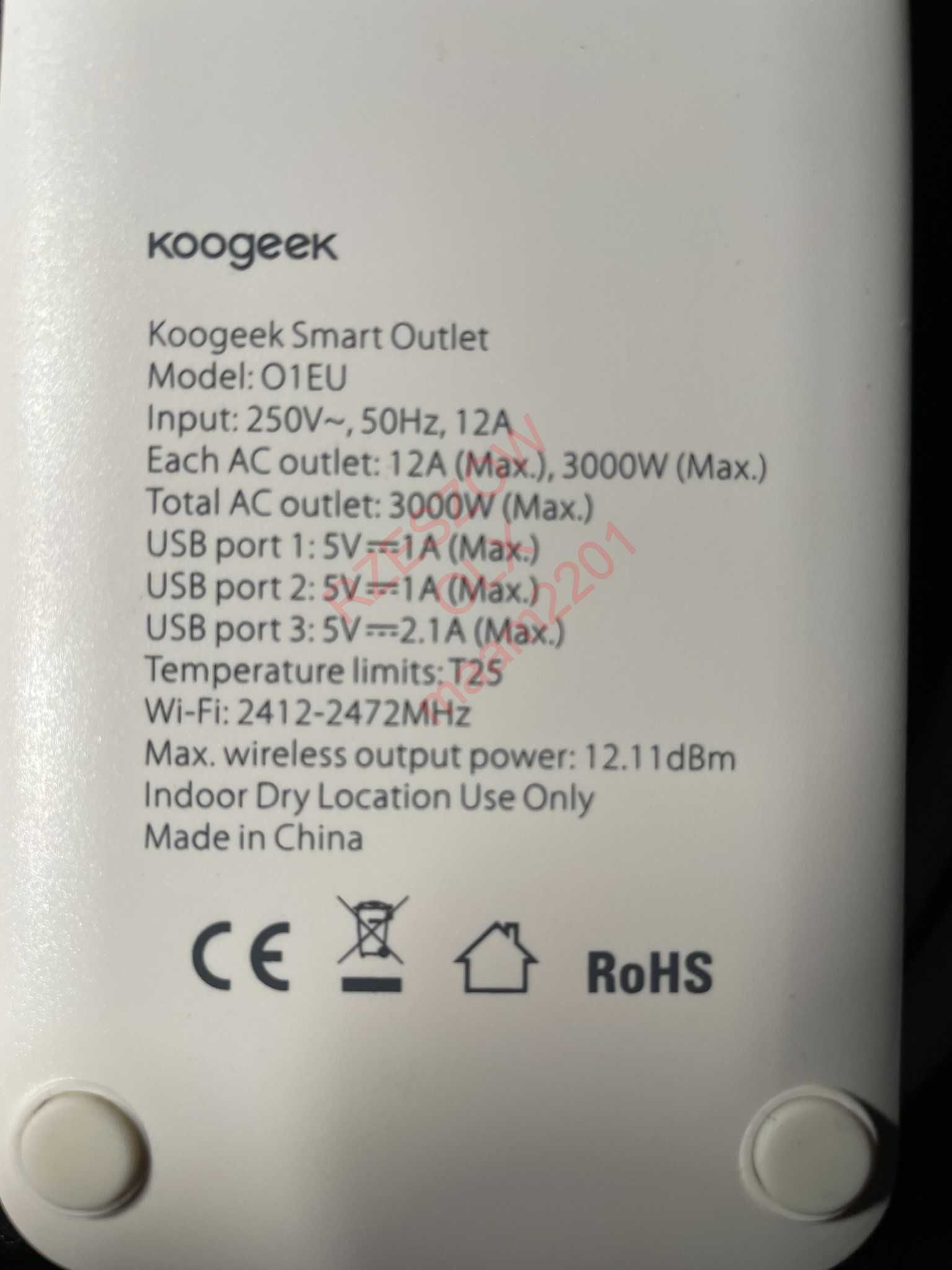 Inteligentna listwa zasilająca Koogeek O1EU - Apple Homekit
