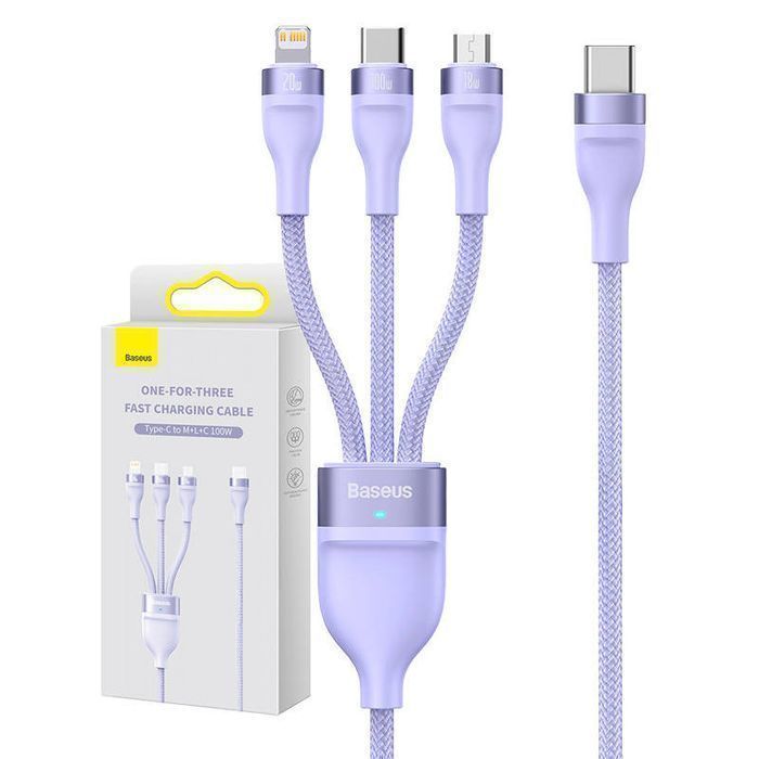 Flash Micro Usb Baseus Series Usb Usb-C 100W, Lightning, (Fioletowy)