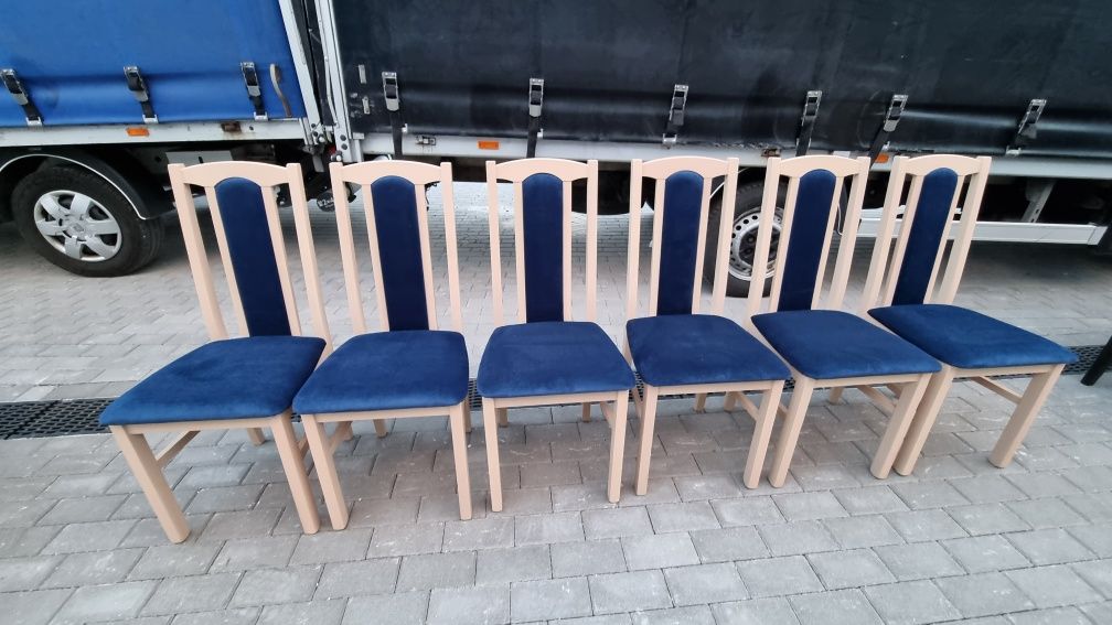 Nowe: Stół 80x140/180 + 6 krzeseł,  sonoma + granat. Dostawa PL