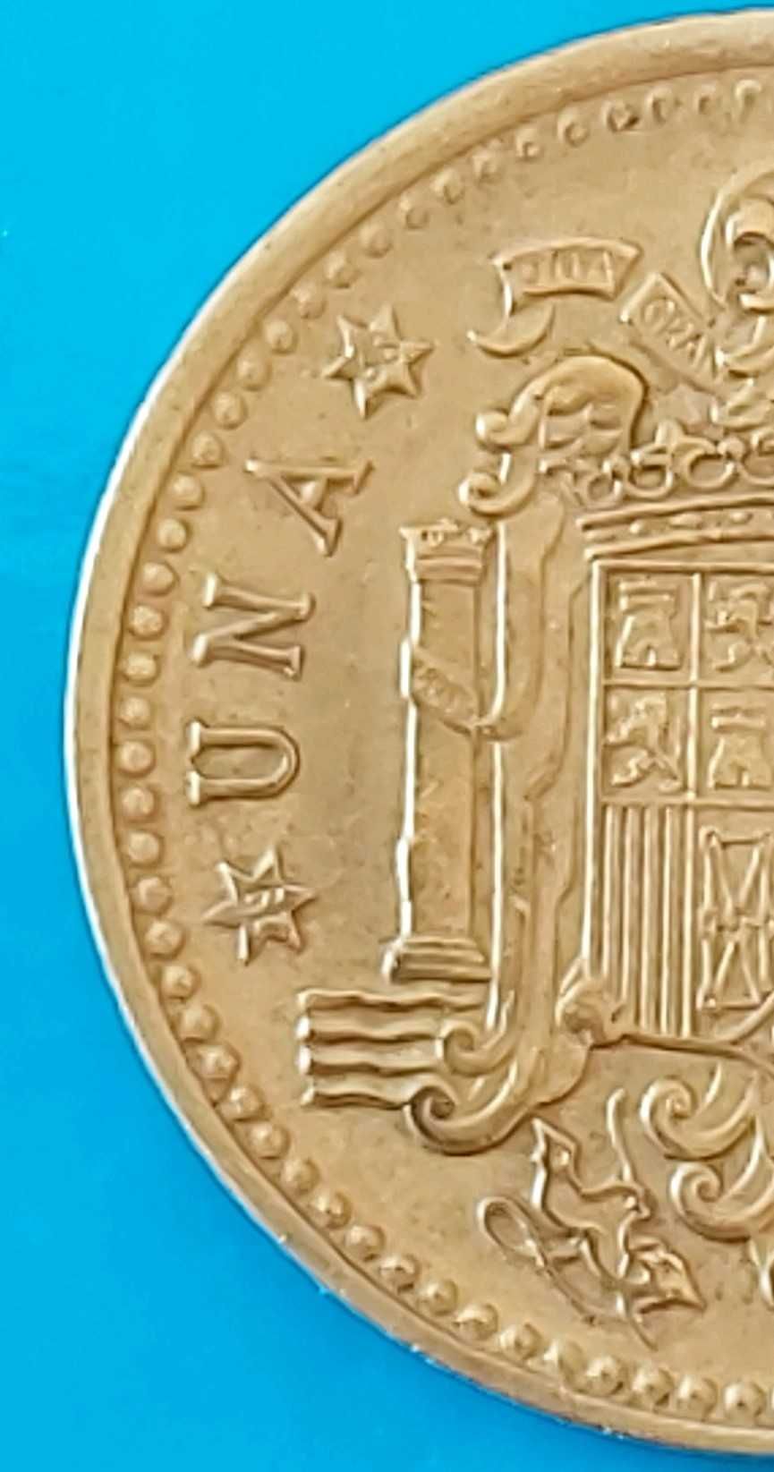 Una Peseta de 1966 com *68* na estrela, Espanha