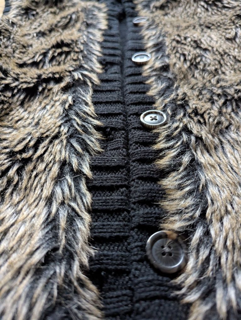 kamizelka sweter sztuczne futro m/l