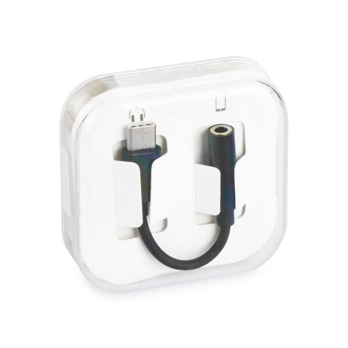 Adapter AUX Typ C (męski) do Jack 3,5 mm (żeński) BOX czarny [DAC]