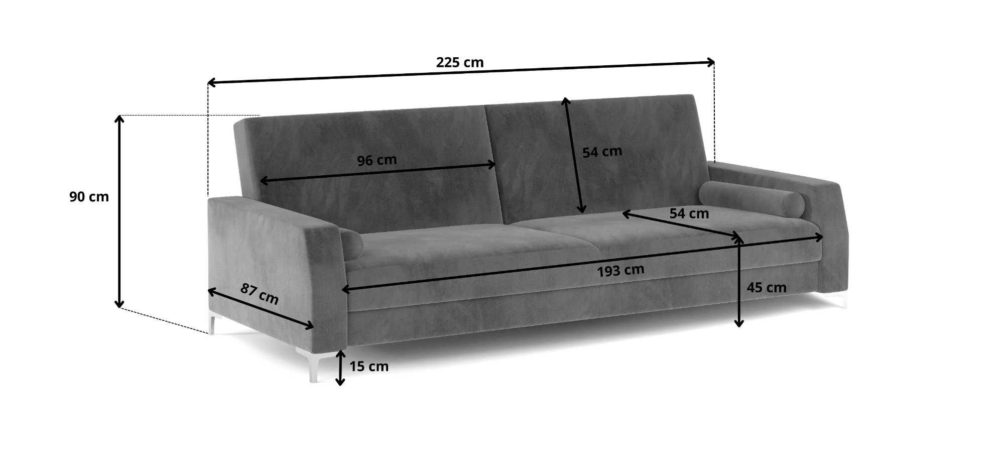 KANAPA szara z funkcją spania sofa z pojemnikiem szybka dostawa nowa
