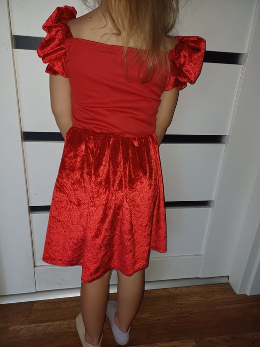 Mikołaj 98 104 przebranie mikołajka Elf 3 4 czerwona sukienka bal