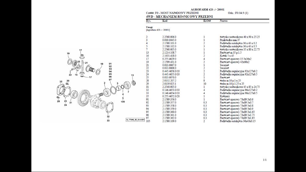 DEUTZ FAHR AGROFARM 420,430, 430 Profiline katalog części J.Polski