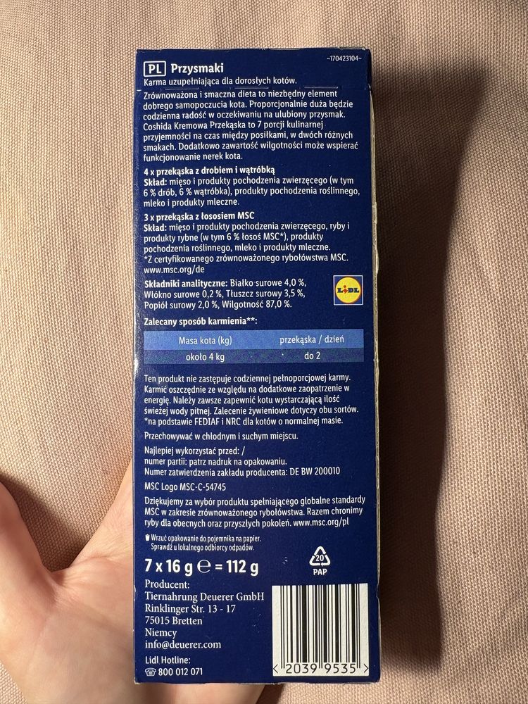 Smaczki paszteciki dla kota Lidl Coshida