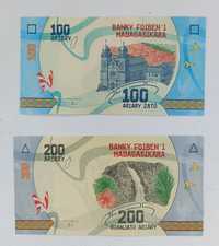 zestaw banknotów 100 i 200 ariary, Madagaskar , 2 szt
