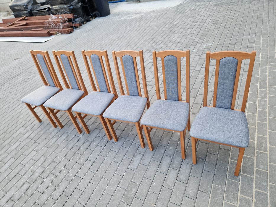 Nowe: Stół 80x140/180 + 6 krzeseł, olcha + szary, dostawa PL
