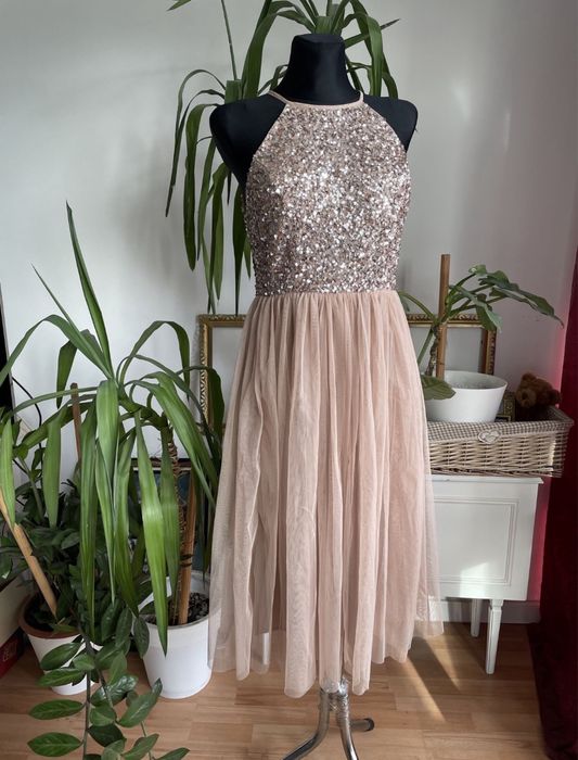 cekinowa tiulowa sukienka midi maya deluxe 48 4 xl  50 5 xl  zdobiona