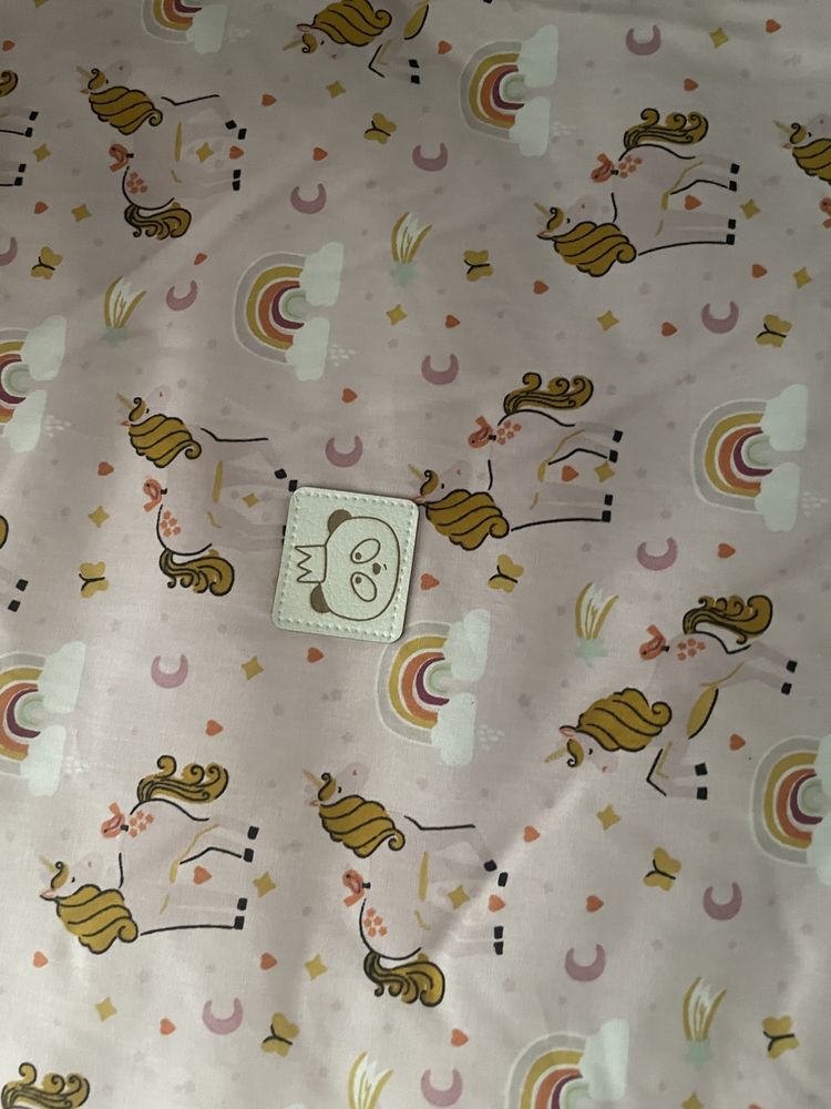 Super Komplet RÓŻOWY JEDNOROŻEC Kocyk Minky XL +Poduszka Worek BAWEŁNA