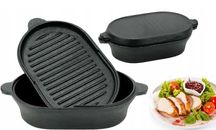 Brytfanna ŻELIWNA Pokrywa GRILLOWA Patelnia Grill 1,1l