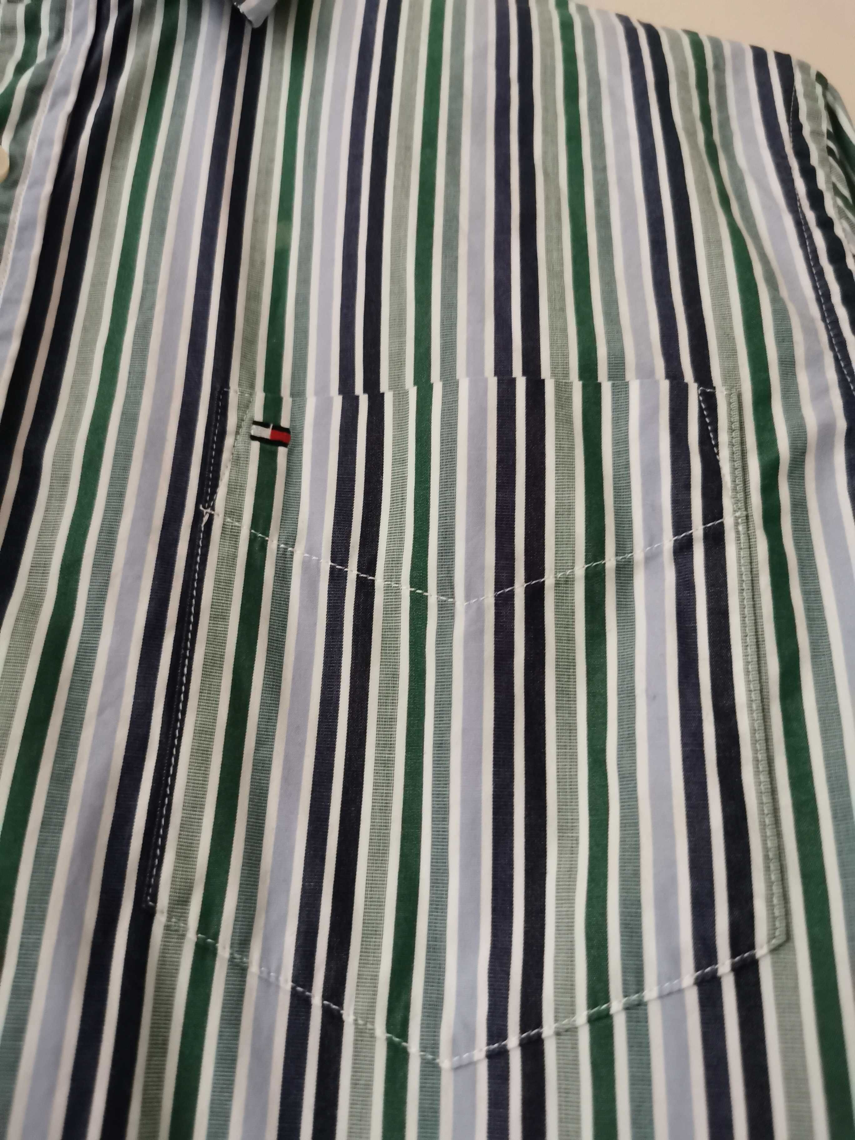 Tommy Hilfiger koszula męska w paski logowana ORYGINAŁ IDEAŁ M