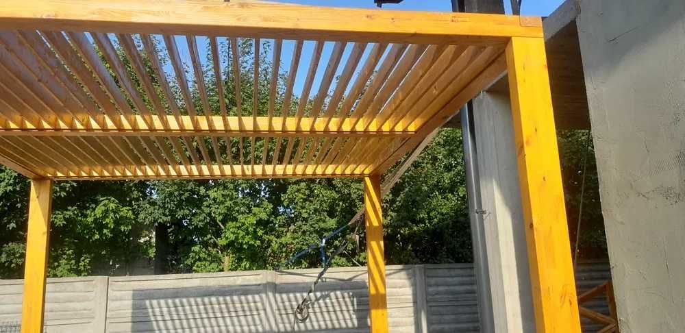 Pergola Ogrodowa Zadaszenie Lamele Drewno klejone BSH 3x3m