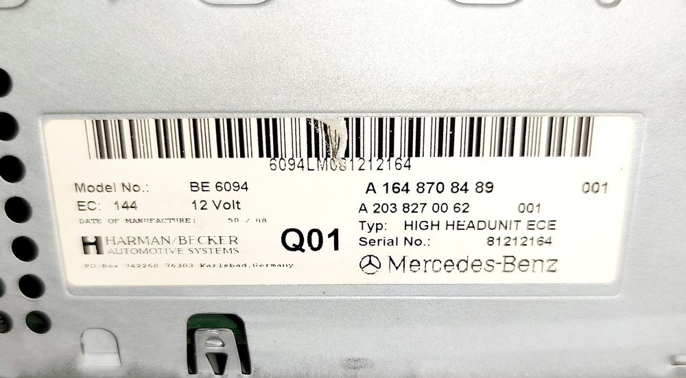 Radio Mercedes  W164 ML X164 GL Bluetooth PL MENU Comand Ntg 2 BE6094