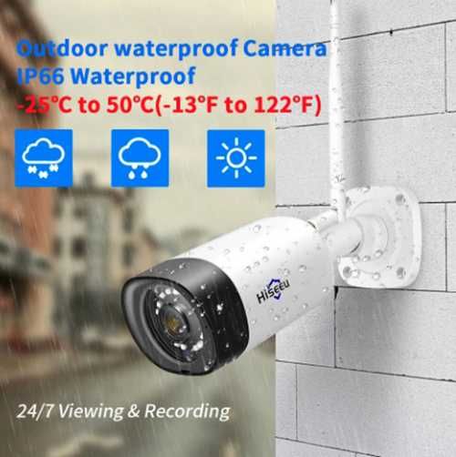 Kit CCTV WiFi videovigilância 8CH 4 câmaras 3MPx 2 rotativas Hiseeu