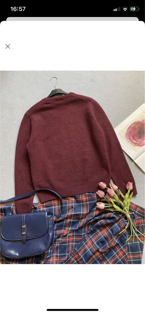 Вовняний светр, джемпер, пуловер, кофта uniqlo бордовий