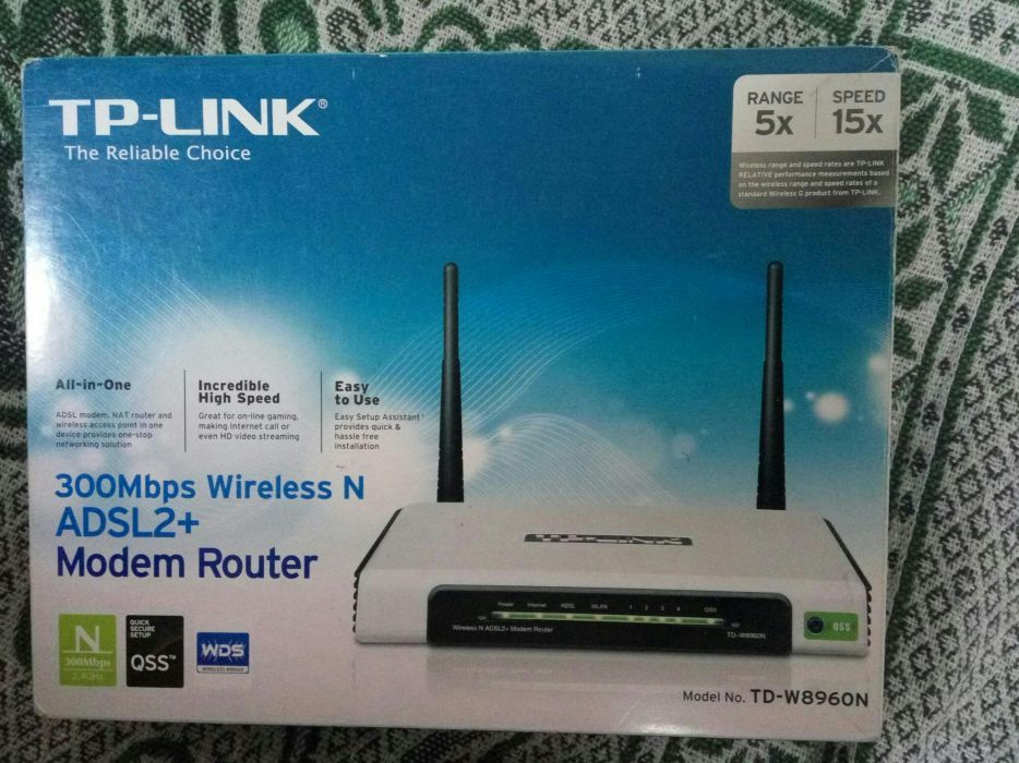 Роутер TP-LINK TD-W8960N, маршрутизатор, ADSL- модем.( ADSL2/2+ 300М).